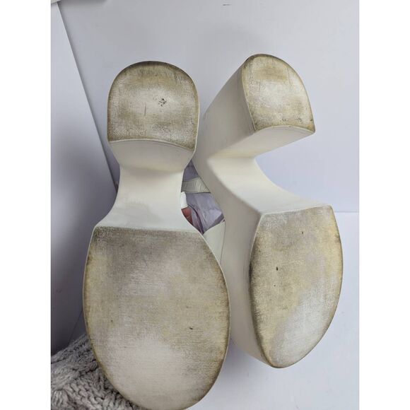 Steve Madden Jordana white leather chunky platform sandal heels women's 11 - Picture 9 of 9